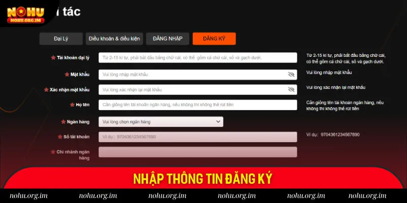 Nhập thông tin đăng ký